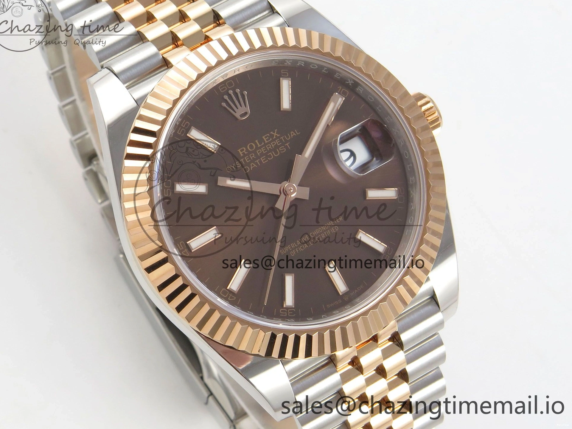 MiroTime 0202 DateJust 41 126331 SS RG ARF 1:1 Best Edition Brown Stick Dial on Jubilee Bracelet SH3235 (Weighted) TopPick 196